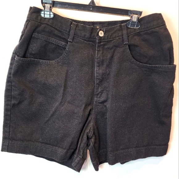 Ashley Stewart Pants - Vintage 90's Black Denim High Waisted Jean Shorts Size XL